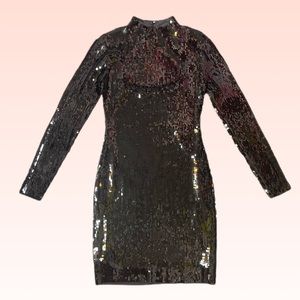 Express Sequin Mock Neck Mini Dress